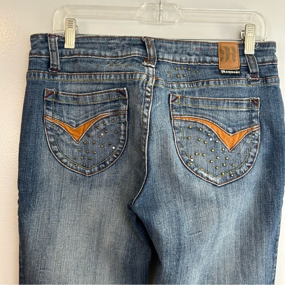 Request Blue Denim Boot Cut Studded Jeans Size 32 (Medium) Y2K - Picture 6 of 11